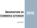 Couverture Observatoire Commerce extérieur 2016 Couverture Observatoire Commerce extérieur 2016